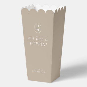 Chic Taupe Monogram Popcorn Favor Box