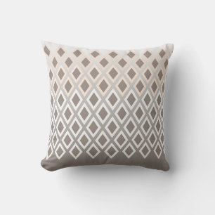 Chic Taupe & White Diamond Pattern Accent Cushion