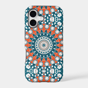 Chic Teal and Orange Mandala Design