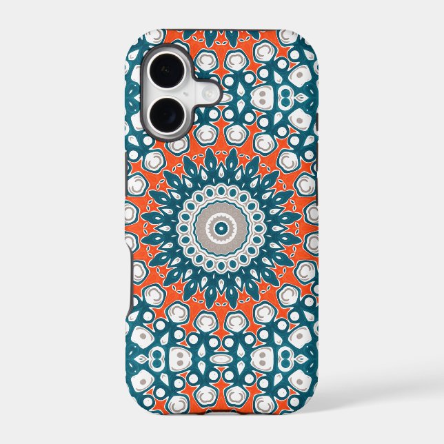 Chic Teal and Orange Mandala Design (Back)
