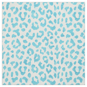 Chic teal blue and white cheetah print pattern fabric