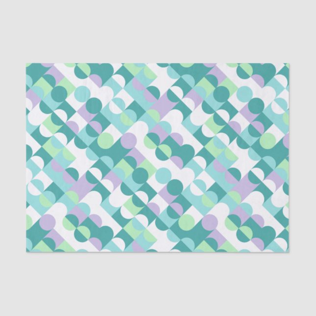 Chic Teal Blue Mint Green Circles Art Pattern Tissue Paper (Front)