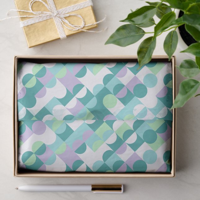 Chic Teal Blue Mint Green Circles Art Pattern Tissue Paper (Gift)