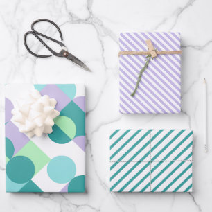 Chic Teal Blue Mint Green Circles Art Pattern Wrapping Paper Sheet