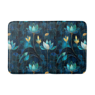 Chic teal chrysanthemum  bath mat