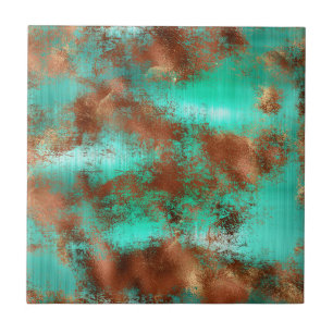 Chic Teal Copper Boho Tile