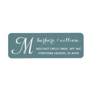 Chic Teal Custom Two Colour Monogram Label