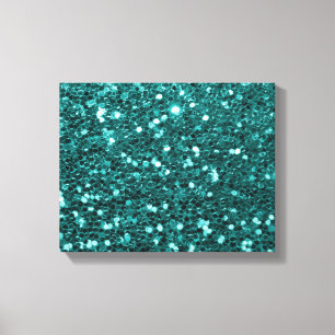 Chic Teal Faux Glitter Canvas Print