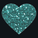 Chic Teal Faux Glitter Heart Sticker<br><div class="desc">Glamourous teal green large faux glitter.
PLEASE NOTE:  These are flat printed graphics - no raised parts</div>