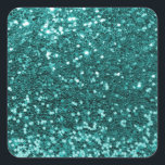 Chic Teal Faux Glitter Square Sticker<br><div class="desc">Glamourous teal green large faux glitter.
PLEASE NOTE:  These are flat printed graphics - no raised parts</div>