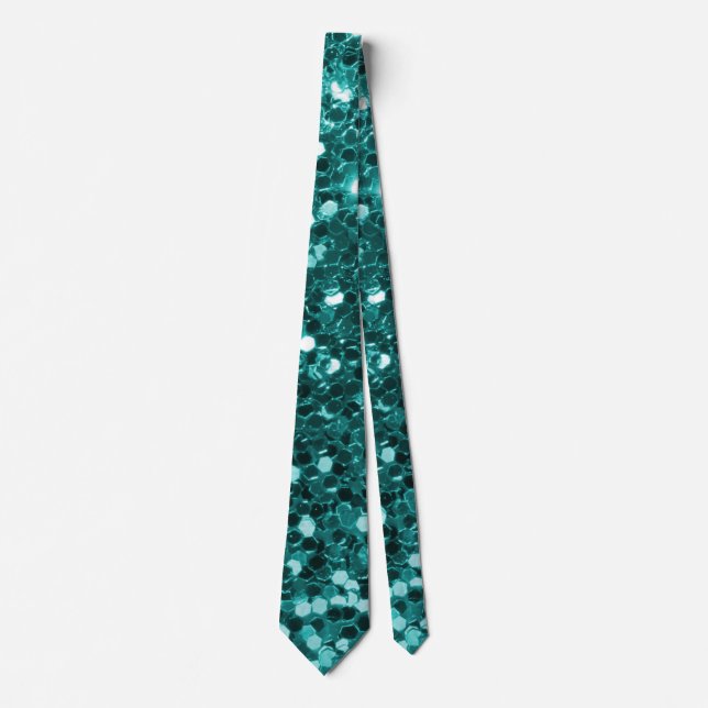 Chic Teal Faux Glitter Tie (Front)