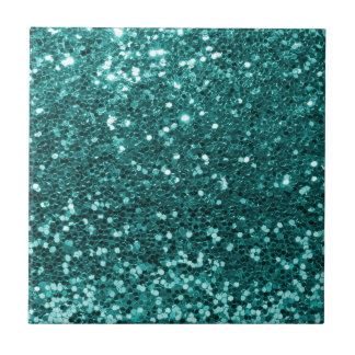 Chic Teal Faux Glitter Tile