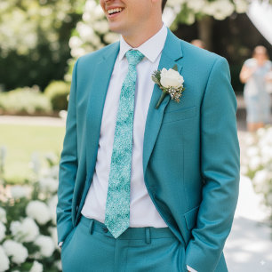 Chic teal glitter sparkle wedding  tie