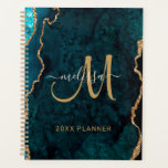 Chic Teal Gold Glitter Agate Monogram 2024 Planner<br><div class="desc">This chic personalised planner will keep your schedule organised and features a purple agate pattern with faux rose gold glitter. Customise your monogram and name in hand lettered script calligraphy. Below it reads "20XX PLANNER". Designed just for you by ExtremeTees.</div>