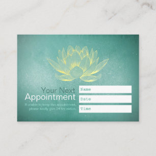 Chic Teal & Gold Lotus YOGA Instructor Appointment Card