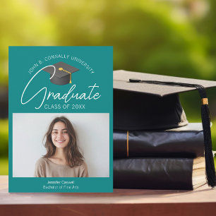 Chic Teal Graduate Photo 2026 Graduation Announcement