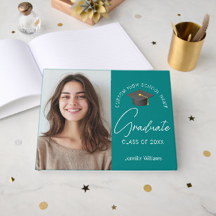 Chic Teal Graduate Photo Custom Graduation Party Guest Book