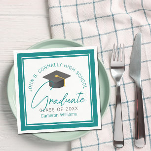 Chic Teal Graduation Party Personalised Graduate Napkin