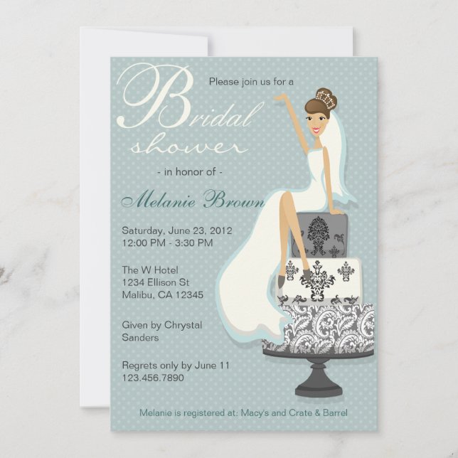 Chic Teal Modern Bride Contemporary Bridal Shower Invitation (Front)