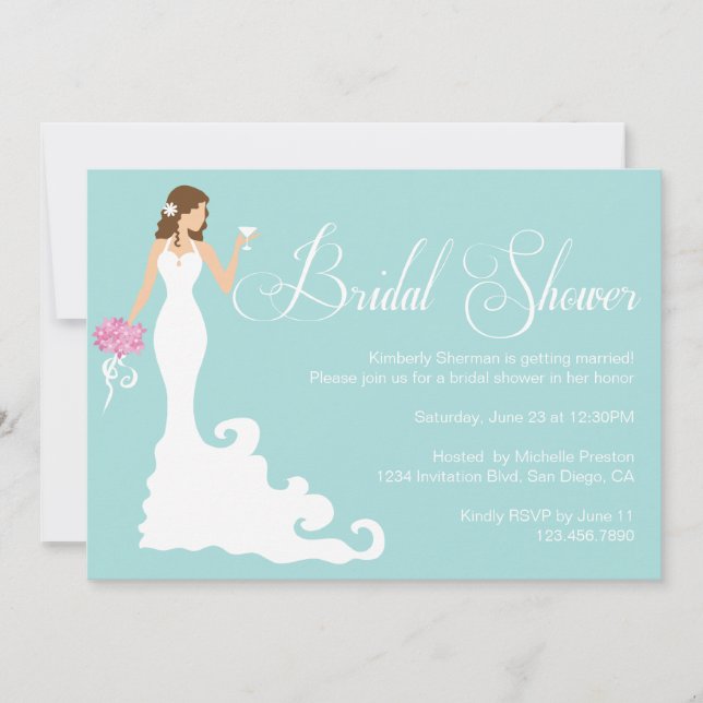 Chic Teal Modern Bride Posh Bridal Shower Invite (Front)