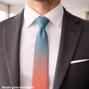 Chic Teal Peach Ombre Gradient Tie