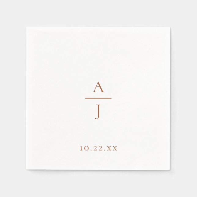 Chic Terra Cotta Monogram Wedding Napkins (Front)