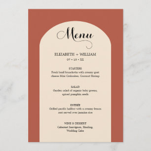 Chic Terracotta Arch Frame Script Wedding Menu