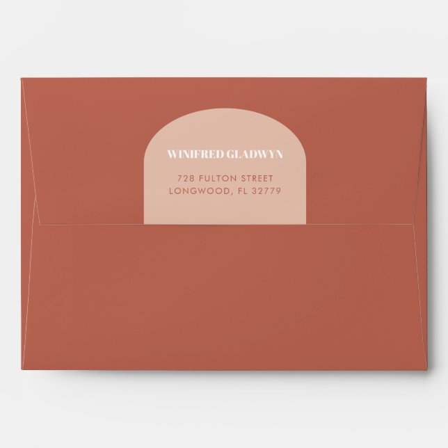 Chic terracotta arch wedding envelope (Back (Top Flap))