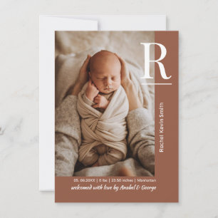 Chic Terracotta Baby Photo Birth Announcement