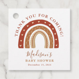 Chic Terracotta Boho Rainbow Baby Shower Thank You Favour Tags