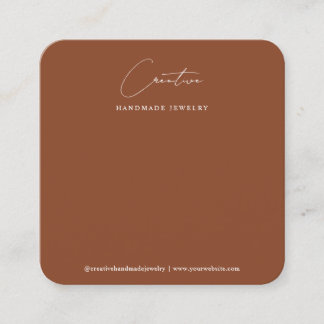 Chic Terracotta Handwritten Script Jewelry Display Square Business Card