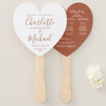 Chic Terracotta Script Wedding Program Heart Hand Fan<br><div class="desc">This elegant terracotta wedding program can be personalised with your special wedding day details featuring chic modern script typography.  Designed by Thisisnotme©</div>