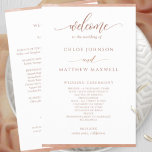 Chic Terracotta Watercolor Frame Wedding Program<br><div class="desc">Elegant terracotta Wedding program featuring delicate terracotta watercolor border stripes framing your wedding program details. Ability to make text changes and adjustments by selecting customize further. Front with wedding ceremony details, back with wedding party names and thank you message for your guests or any other text you like, ours is...</div>