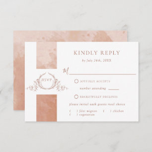 Chic Terracotta Watercolor Wedding Monogram RSVP