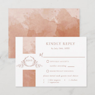 Chic Terracotta Watercolor Wedding Monogram RSVP Card