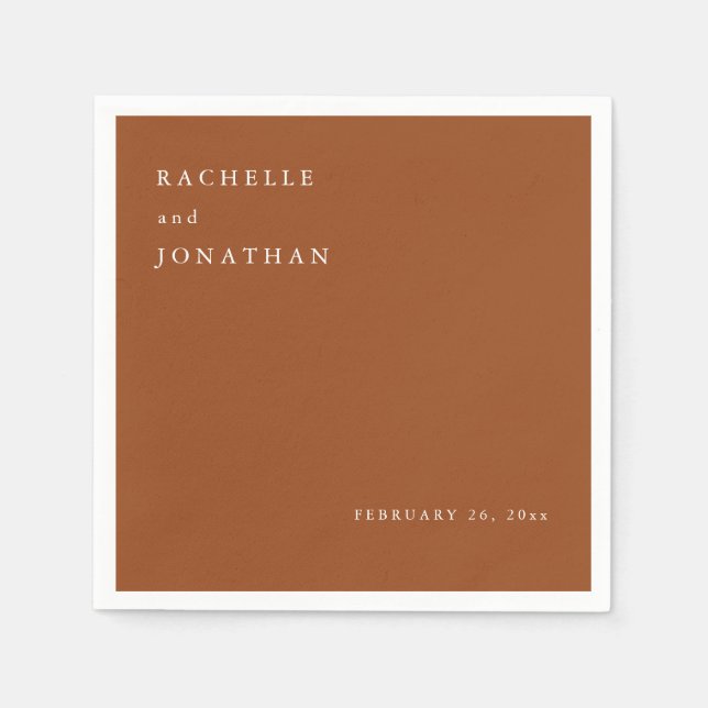 Chic Terracotta White Simple Wedding Napkins (Front)
