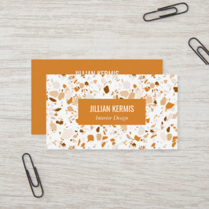 Chic terrazzo elegant Brown Terracotta CUSTOM Business Card