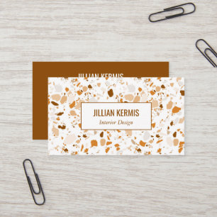 Chic terrazzo elegant Brown Terracotta CUSTOM Business Card
