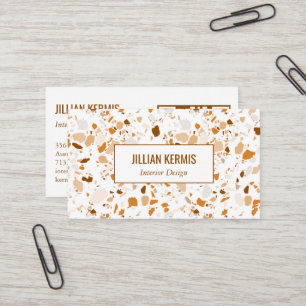 Chic terrazzo elegant Brown Terracotta CUSTOM QR Business Card