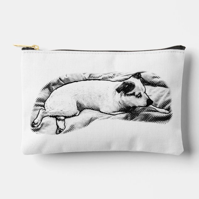 Chic Terrier Lines with Snowy Specks Accessory Pouch (Front)