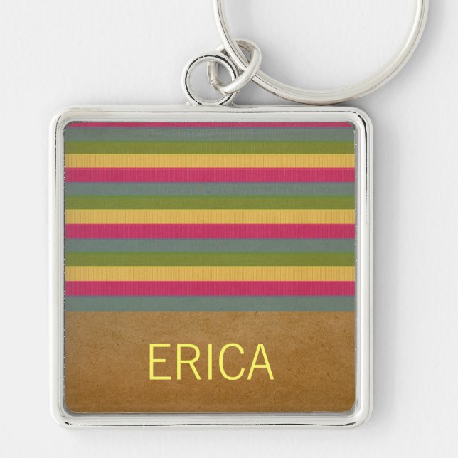 Chic Textured Stripes Keychain (Front)