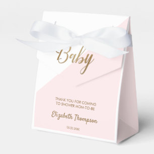 Chic Thank You Pink Baby Shower Pink Gold Favour Box