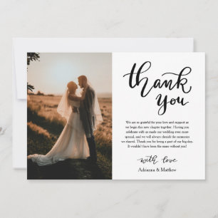 Chic Thank You Script Wedding Photo Card