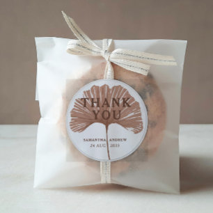 Chic Thank You Terracotta Ginkgo Wedding Favour Classic Round Sticker