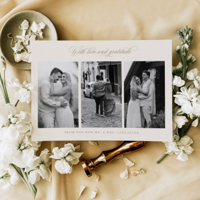 Chic Thank you Wedding Photo Custom Note Card (Creator Uploaded)