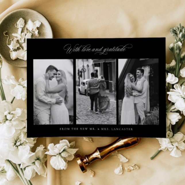 Chic Thank you Wedding Photo Custom Note Card (Creator Uploaded)