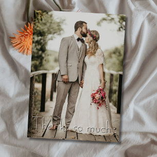 Chic Thanks So Much Wedding Photo Champagne Gold Thank You Card