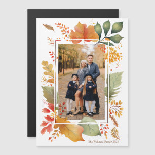Chic Thanksgiving Family Photo Fall Magnet Card