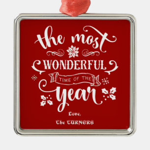 Chic The Most Wonderful Time of the Year Monogram Metal Tree Decoration