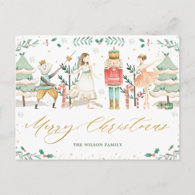 Chic The Nutcracker Ballet Merry Christmas  Postcard (Front)